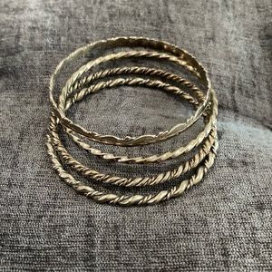 Stackable Silver Metal Bracelets